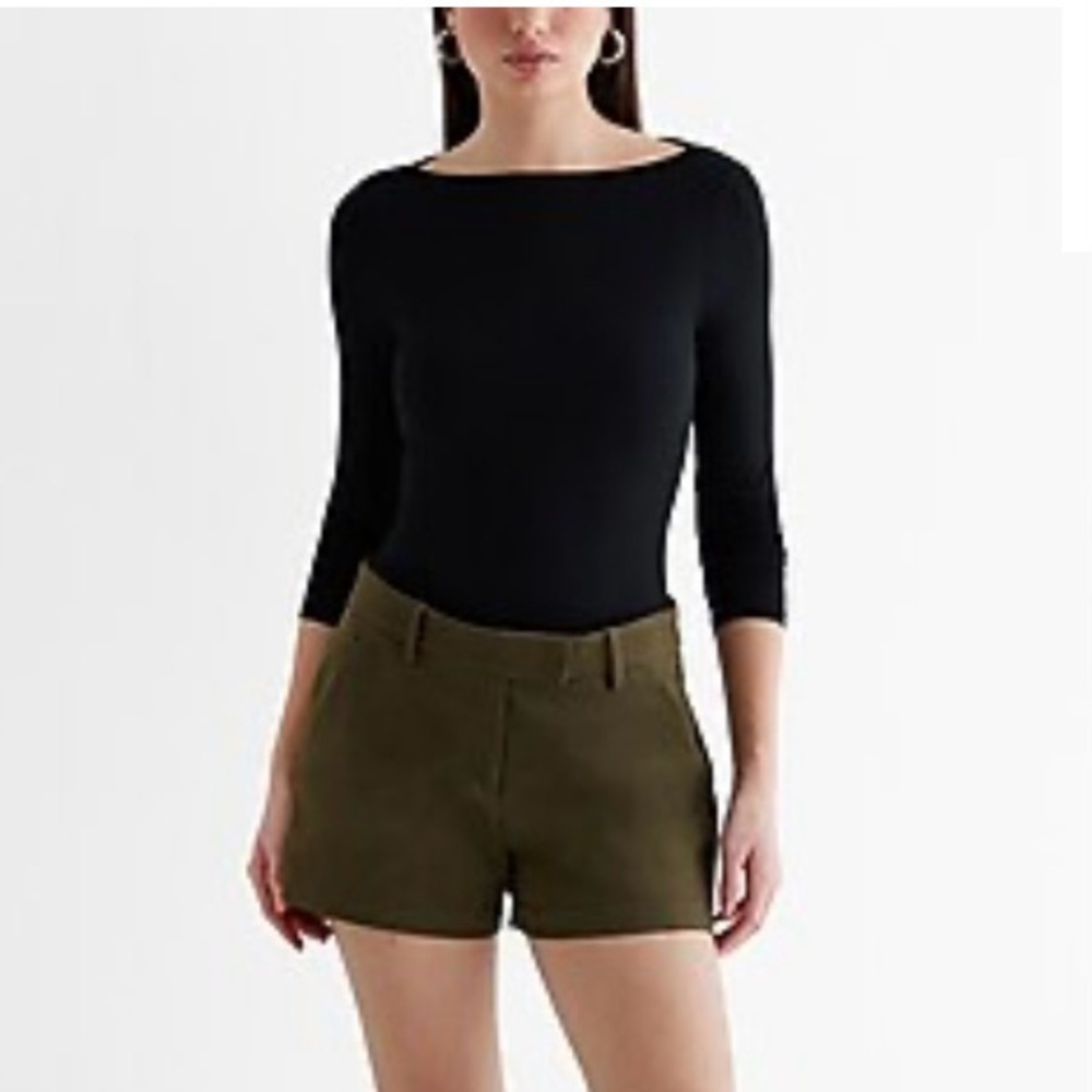 Express Midrise Editor Tailored Shorts in Artillery Green Size 4